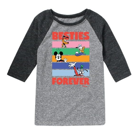 Disney - Pluto, Donald Duck, Mickey & Goofy - Besties Forever - Youth Raglan Graphic T-Shirt