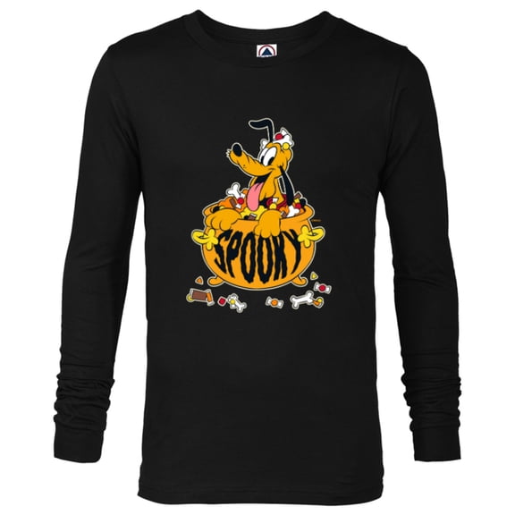 Disney Pluto Happy Halloween Spooky Cauldron with Candy - Long Sleeve T-Shirt for Men - Customized-Black
