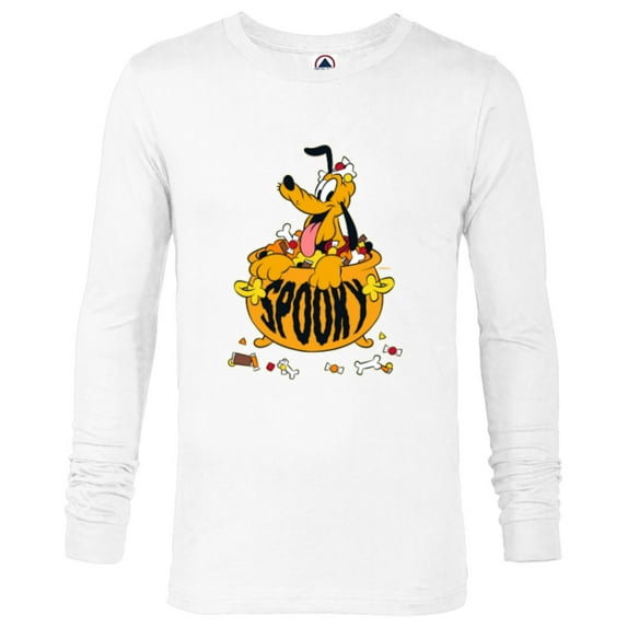 Disney Pluto Happy Halloween Spooky Cauldron with Candy - Long Sleeve T-Shirt for Men - Customized-White