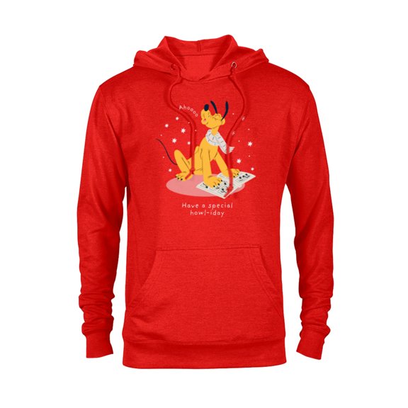 Disney Pluto Holiday Christmas Have a Special Howl-iday - Pullover Hoodie for Adults - Customized-Red