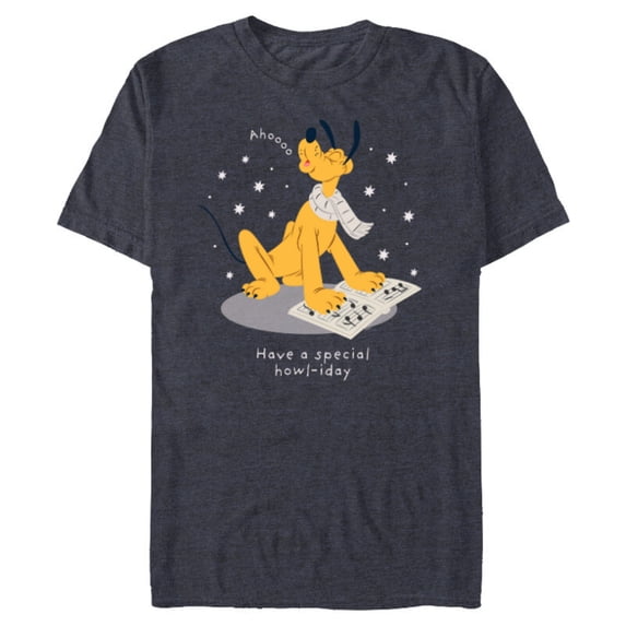 Disney Pluto Holiday Christmas Have a Special Howl-iday - Short Sleeve Blended T-Shirt for Adults - Customized-Navy Heather