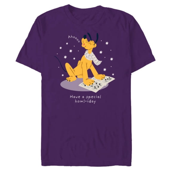 Disney Pluto Holiday Christmas Have a Special Howl-iday - Short Sleeve Blended T-Shirt for Adults - Customized-Purple