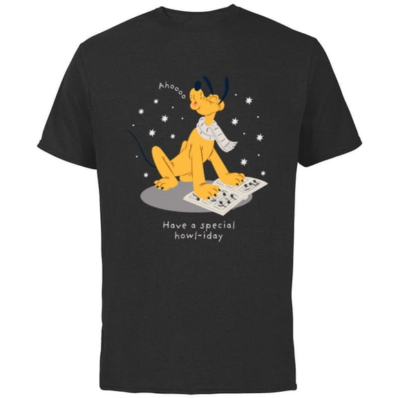 Disney Pluto Holiday Christmas Have a Special Howl-iday - Short Sleeve Cotton T-Shirt for Adults - Customized-Black