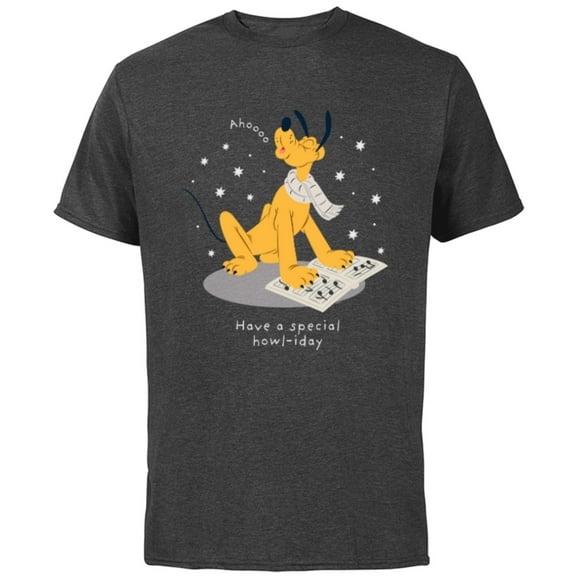 Disney Pluto Holiday Christmas Have a Special Howl-iday - Short Sleeve Cotton T-Shirt for Adults - Customized-Charcoal