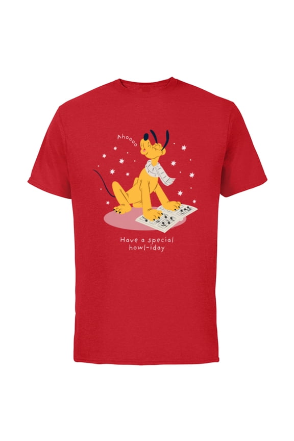 Pluto Holiday Christmas Have a Special Howl-iday - Short Sleeve Cotton T-Shirt for Adults - Customized-Red