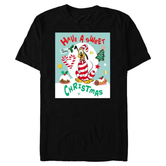 Disney Pluto Holiday Costume Have a Sweet Christmas - Short Sleeve Blended T-Shirt for Adults - Customized-Black