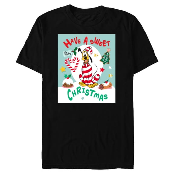 Disney Pluto Holiday Costume Have a Sweet Christmas - Short Sleeve Blended T-Shirt for Adults - Customized-Black