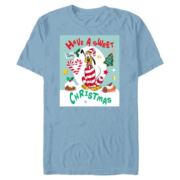Disney Pluto Holiday Costume Have a Sweet Christmas - Short Sleeve Blended T-Shirt for Adults - Customized-Ocean Blue