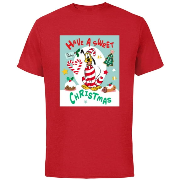 Disney Pluto Holiday Costume Have a Sweet Christmas - Short Sleeve Cotton T-Shirt for Adults - Customized-Red