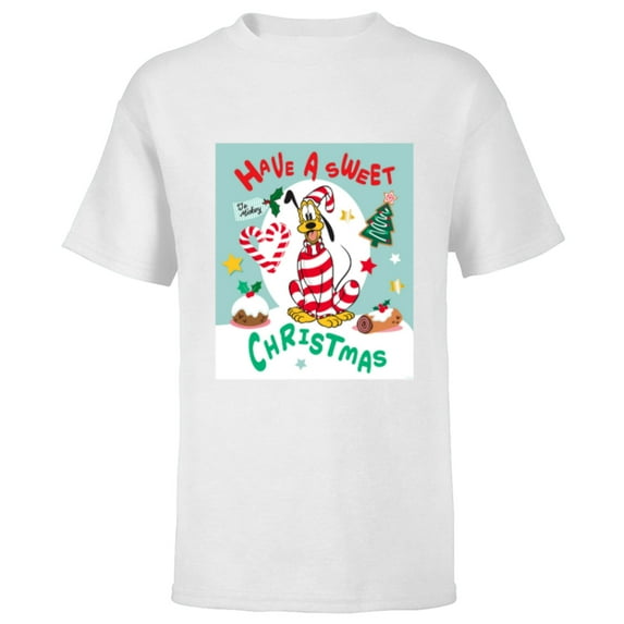 Disney Pluto Holiday Costume Have a Sweet Christmas - Short Sleeve T-Shirt for Kids - Customized-White