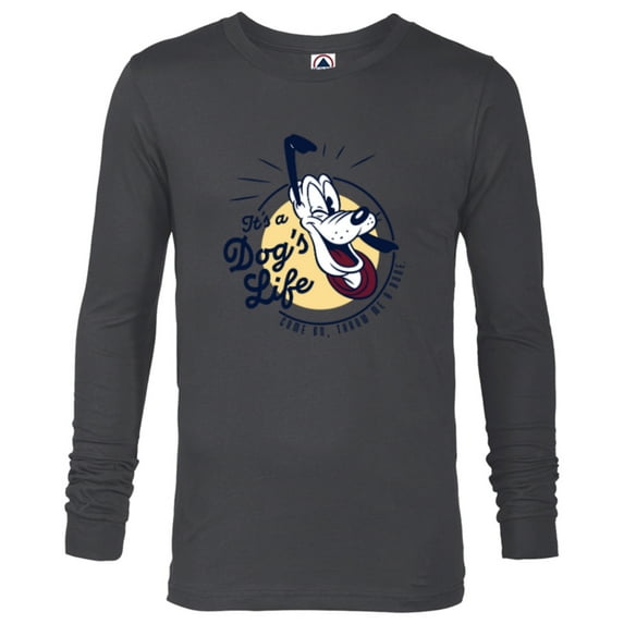 Disney Pluto It’s a Dog’s Life Retro Vintage - Long Sleeve T-Shirt for Men - Customized-Charcoal Heather
