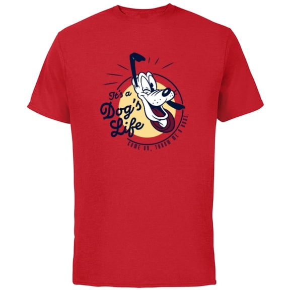 Disney Pluto It’s a Dog’s Life Retro Vintage - Short Sleeve Cotton T-Shirt for Adults - Customized-Red