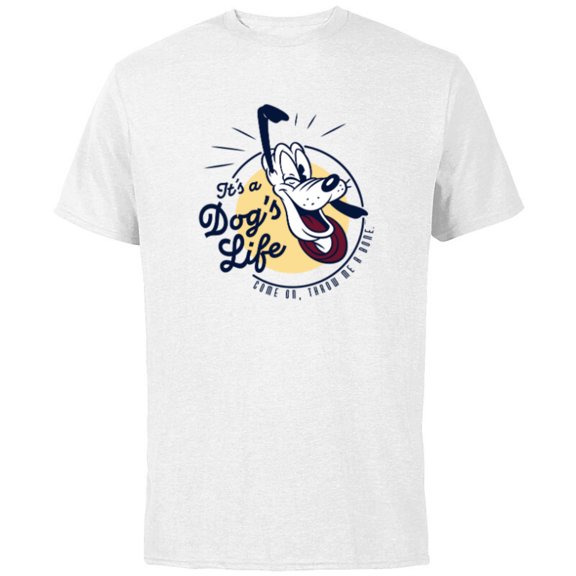 Disney Pluto It’s a Dog’s Life Retro Vintage - Short Sleeve Cotton T-Shirt for Adults - Customized-White