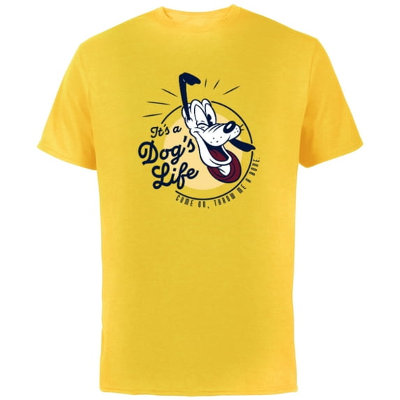 Disney Pluto It’s a Dog’s Life Retro Vintage - Short Sleeve Cotton T-Shirt for Adults - Customized-Yellow