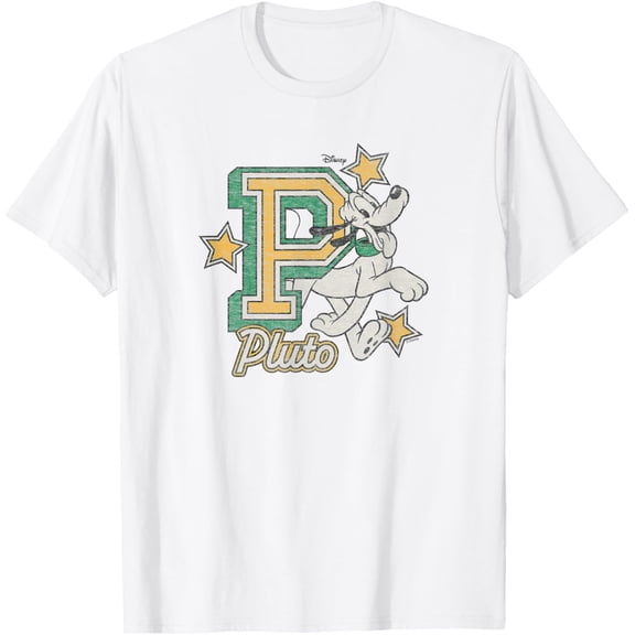 Disney Pluto Letterman Collegiate Varsity Style T-Shirt