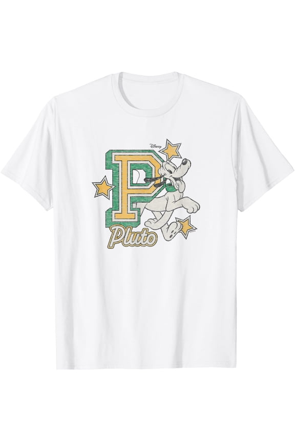 Disney Pluto Letterman Collegiate Varsity Style T-Shirt