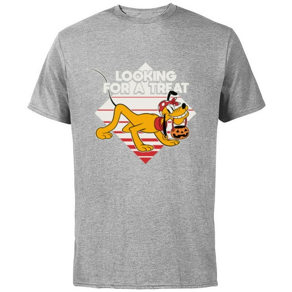 Disney Pluto Looking for a Treat Jack-O'-Lantern Halloween - Short Sleeve Cotton T-Shirt for Adults - Customized-Athletic Heather