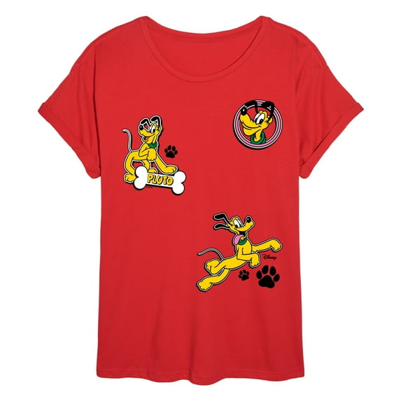 Disney - Pluto Paw Prints And Bone - Womens Oversized Graphic T-Shirt