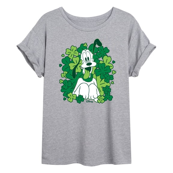 Disney - Pluto Shamrocks - Juniors Oversized Graphic T-Shirt