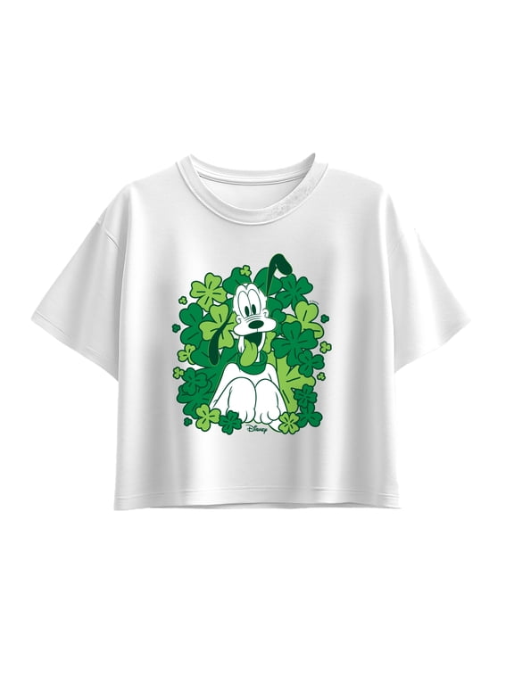 - Pluto Shamrocks Girls' Short Sleeve Boxy Graphic T-Shirt