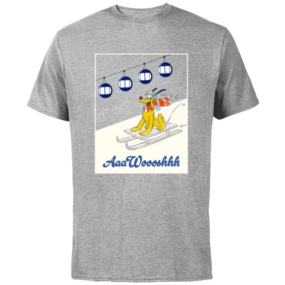 Disney Pluto Winter Holiday Sled Sledding Holiday AaaWooshhh - Short Sleeve Cotton T-Shirt for Adults - Customized-Athletic Heather