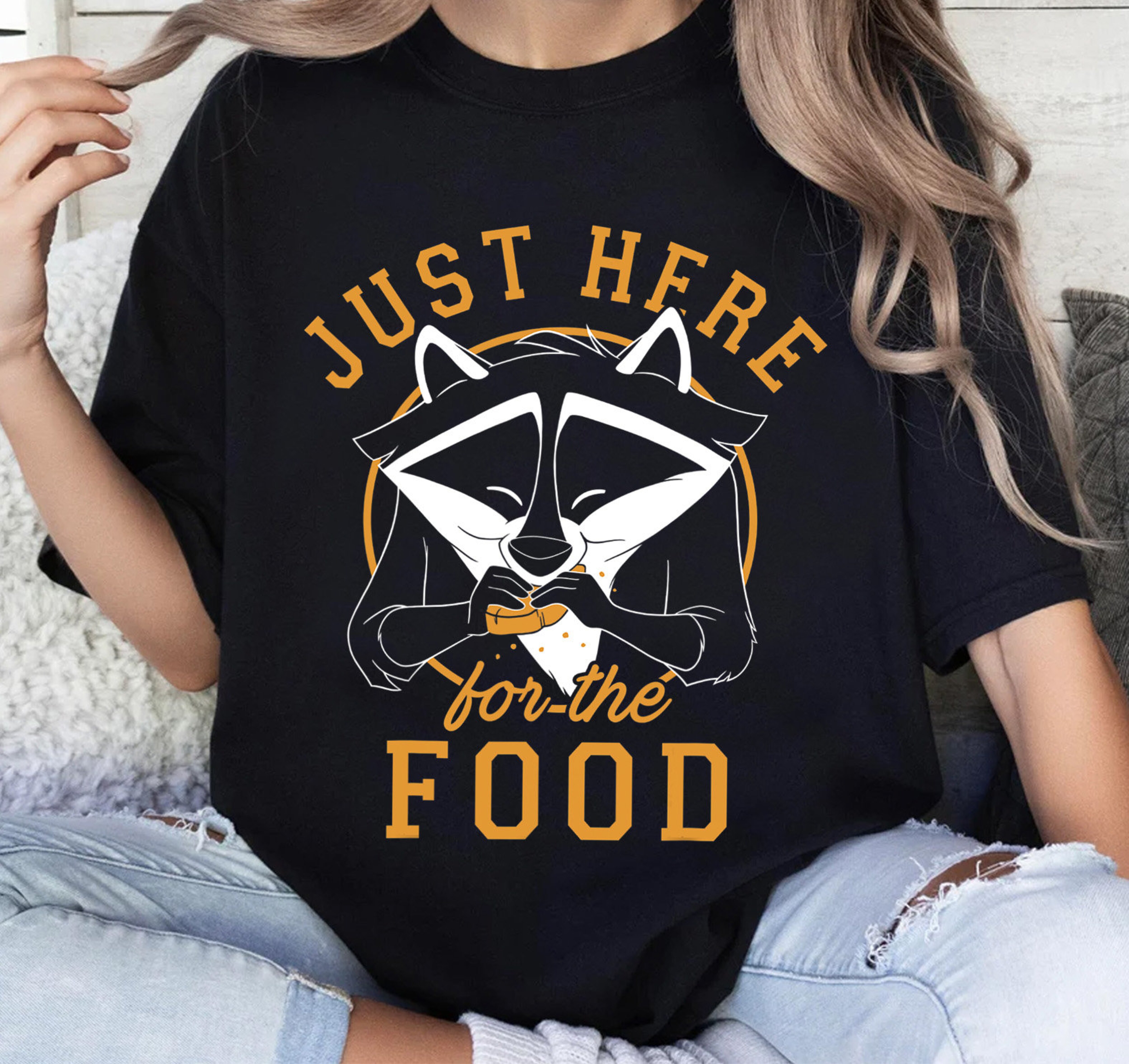 Disney Pocahontas Meeko Just Here For The Food Portrait TShirt