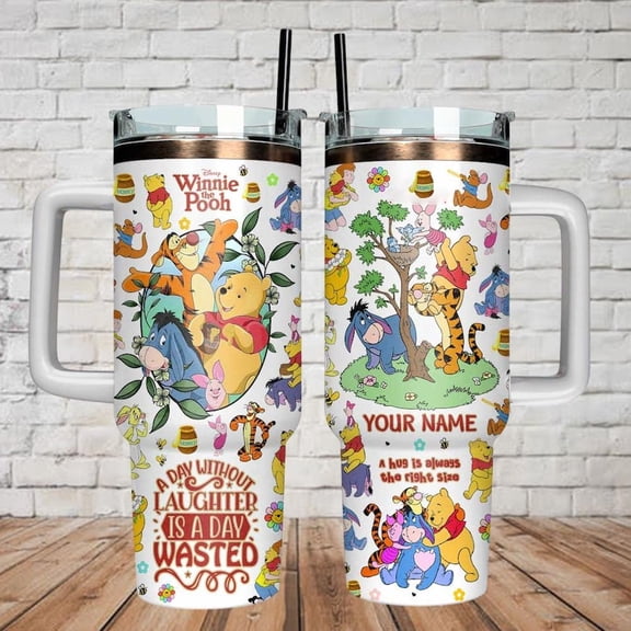 Disney Pooh And Friends Tumbler 40oz, Retro Winnie The Pooh Water Tumbler, Disneyland Tri Tumbler, Funny Animal Cup For Kids