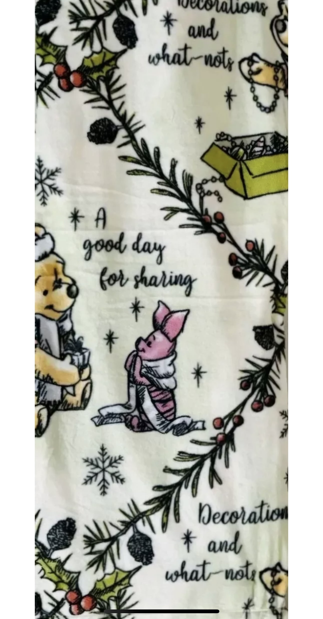 Disney Pooh Bear Holiday What Nots Cloud Throw 60inx70in