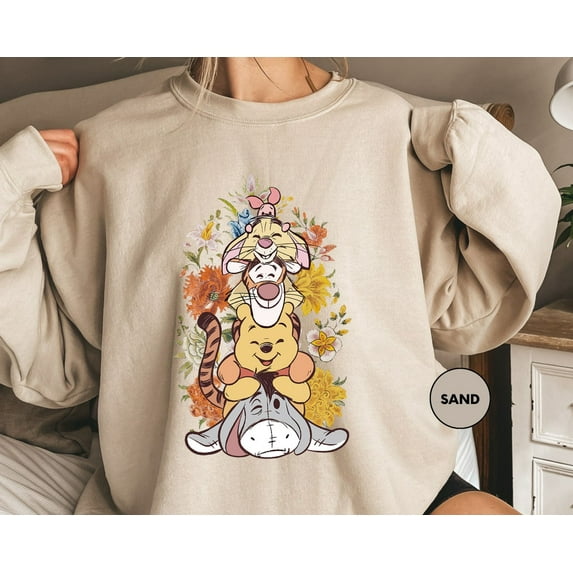 Disney Pooh Bear Sweatshirt, Retro Winnie The Pooh And Friends, Royal Blue Color, Size M