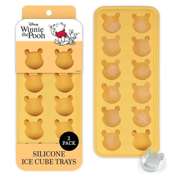 Disney Pooh Ice Cube Trays, BPA-Free Silicone, Flexible Tray with 12 Pooh Molds, 2 Count