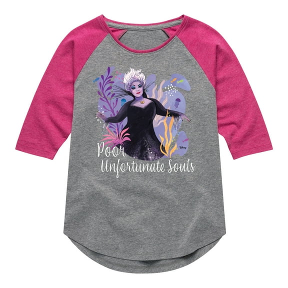 Disney - Poor Unfortunate Soul - Toddler & Youth Girls Raglan Graphic T-Shirt