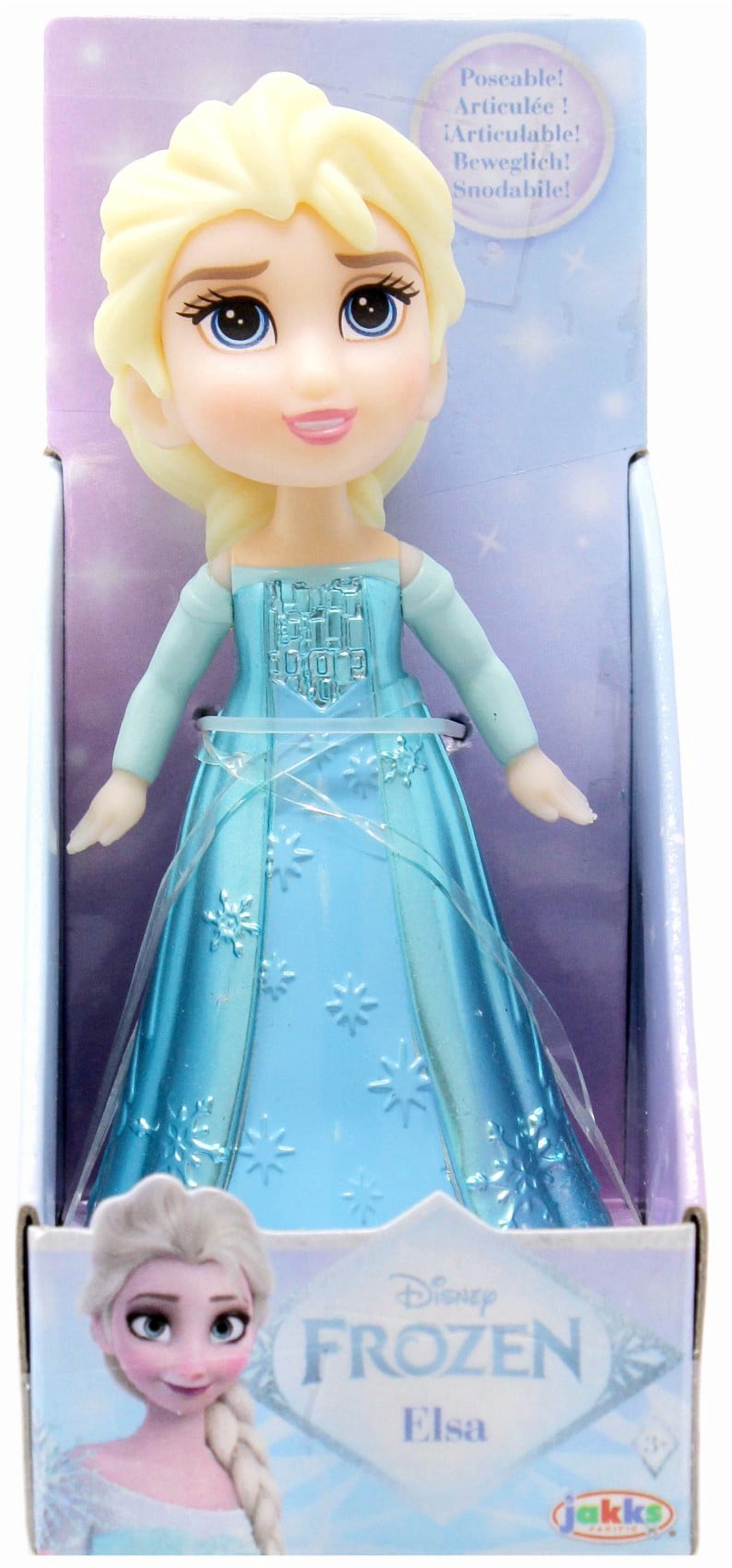 Elsa Mini Disney Posable Elsa Mini Figure (Blue Sparkle Dress, Metallic ...