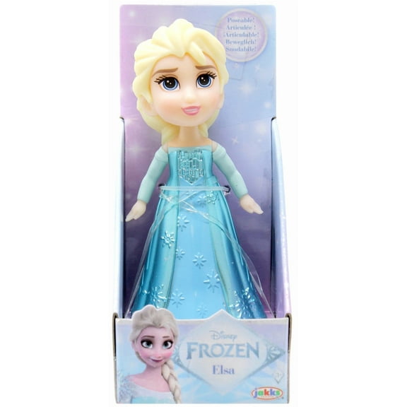 Disney Posable Elsa Mini Figure (Blue Sparkle Dress, Metallic)