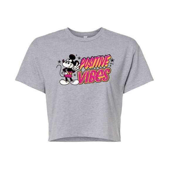 Disney - Positive Vibes  - Juniors Cropped Cotton Blend T-Shirt