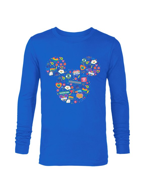 Pride Collection Rainbow Mickey Mouse Icon Doodles- Long Sleeve T-Shirt for Men - Customized-Navy