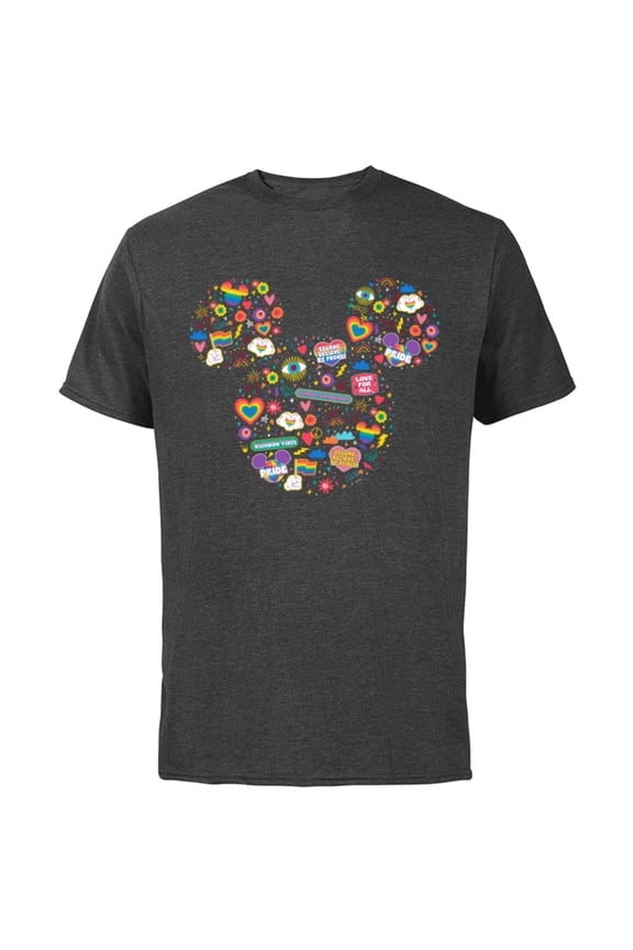 Pride Collection Rainbow Mickey Mouse Icon Doodles- Short Sleeve Cotton T-Shirt for Adults - Customized-Charcoal