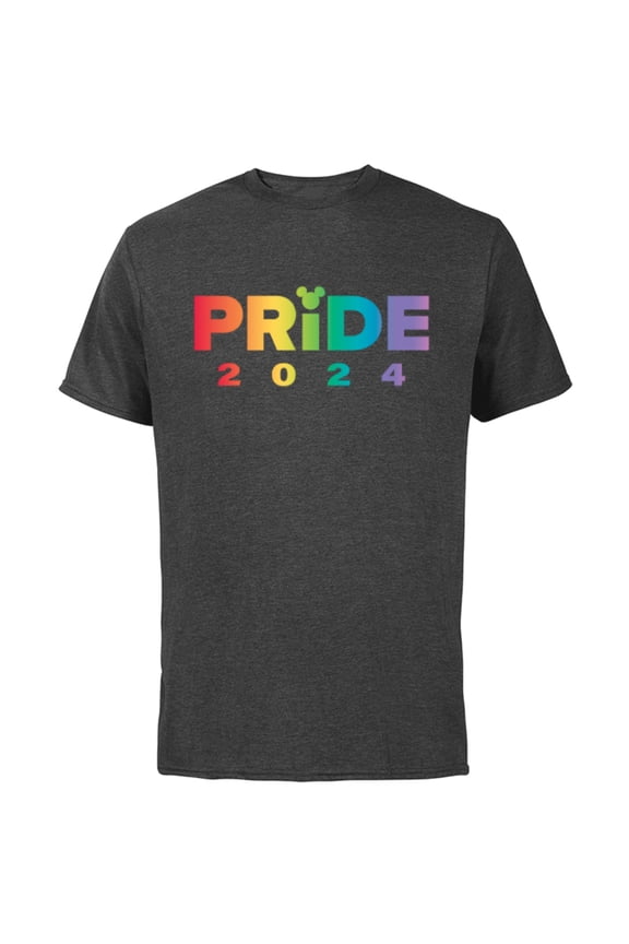 Pride Collection Rainbow Mickey Mouse Icon Pride 2024- Short Sleeve Cotton T-Shirt for Adults - Customized-Charcoal