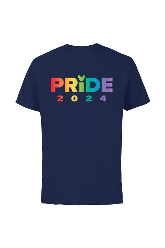 Pride Collection Rainbow Mickey Mouse Icon Pride 2024- Short Sleeve Cotton T-Shirt for Adults - Customized-Navy