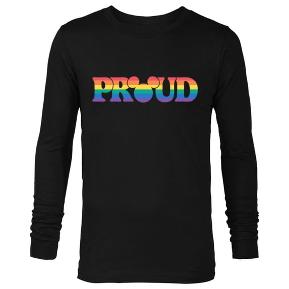 Disney Pride Collection Rainbow Mickey Mouse Proud Retro- Long Sleeve T-Shirt for Men - Customized-Black