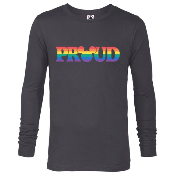 Disney Pride Collection Rainbow Mickey Mouse Proud Retro- Long Sleeve T-Shirt for Men - Customized-Charcoal Heather