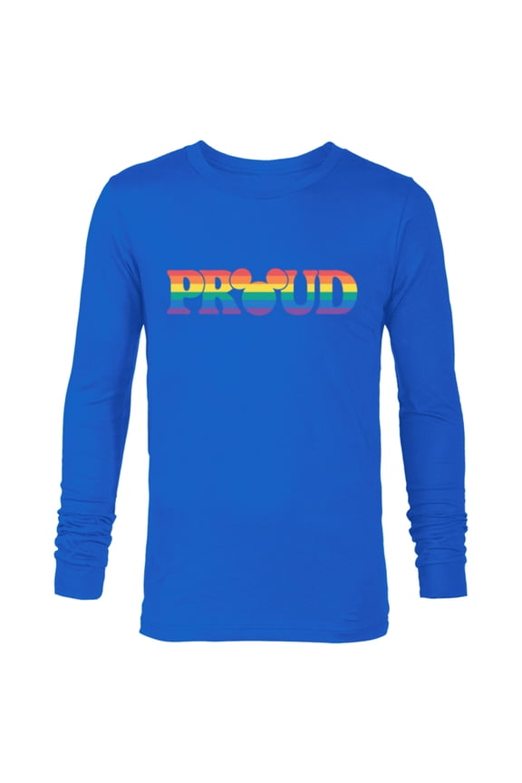 Pride Collection Rainbow Mickey Mouse Proud Retro- Long Sleeve T-Shirt for Men - Customized-Navy