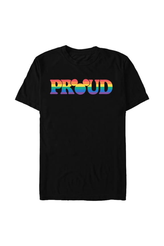 Pride Collection Rainbow Mickey Mouse Proud Retro- Short Sleeve Blended T-Shirt for Adults - Customized-Black