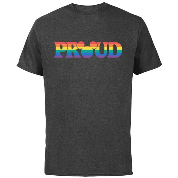 Disney Pride Collection Rainbow Mickey Mouse Proud Retro- Short Sleeve Cotton T-Shirt for Adults - Customized-Charcoal