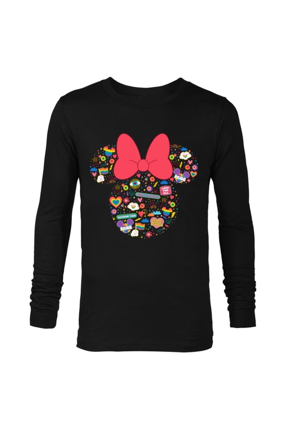 Pride Collection Rainbow Minnie Mouse Icon Doodles- Long Sleeve T-Shirt for Men - Customized-Black