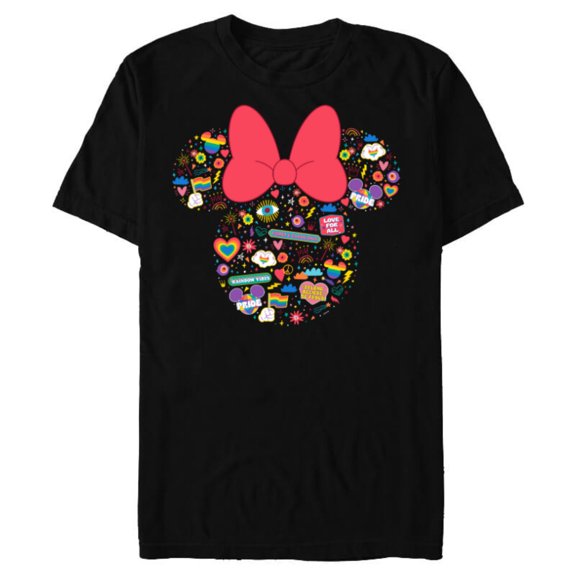 Disney Pride Collection Rainbow Minnie Mouse Icon Doodles- Short Sleeve Blended T-Shirt for Adults - Customized-Black