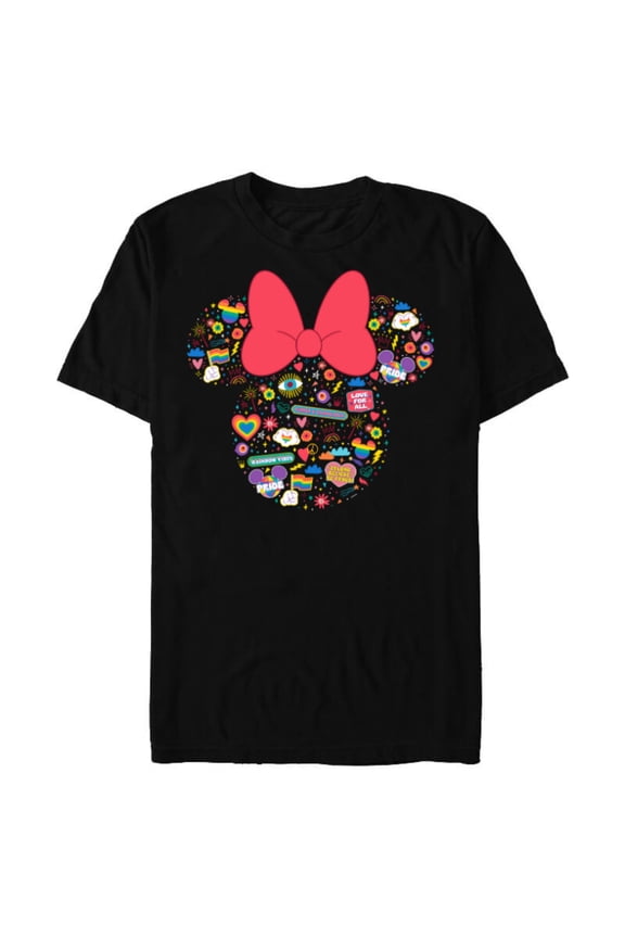 Pride Collection Rainbow Minnie Mouse Icon Doodles- Short Sleeve Blended T-Shirt for Adults - Customized-Black
