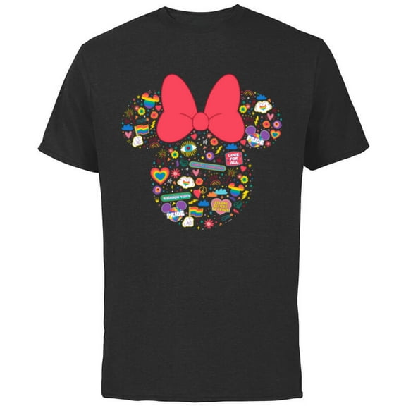 Disney Pride Collection Rainbow Minnie Mouse Icon Doodles- Short Sleeve Cotton T-Shirt for Adults - Customized-Black