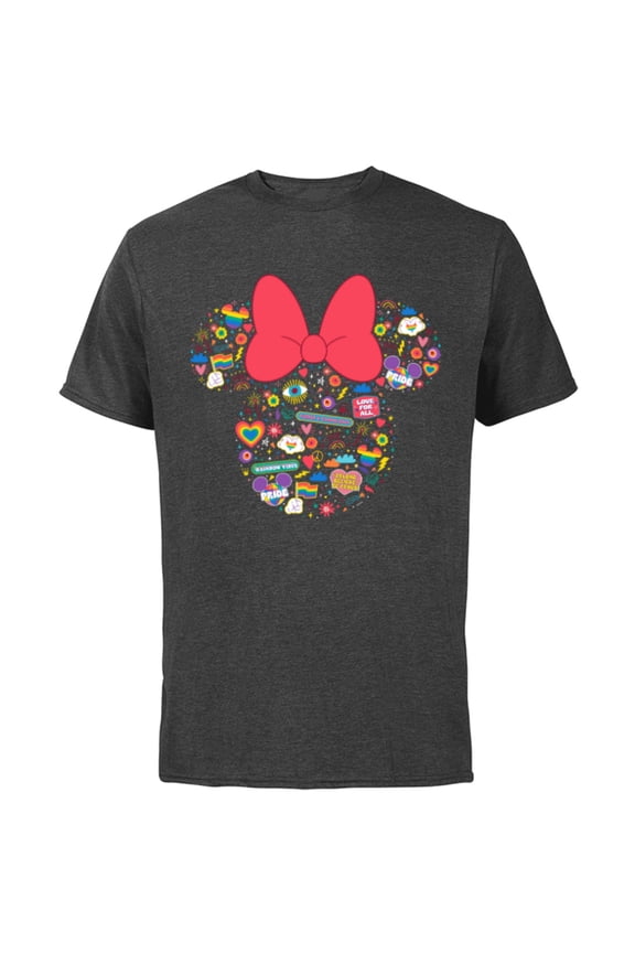 Pride Collection Rainbow Minnie Mouse Icon Doodles- Short Sleeve Cotton T-Shirt for Adults - Customized-Charcoal