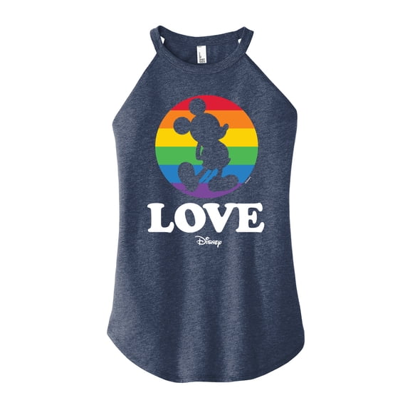 Disney Pride - Love - Rainbow Spotlight on Mickey - Juniors High Neck Tank Top