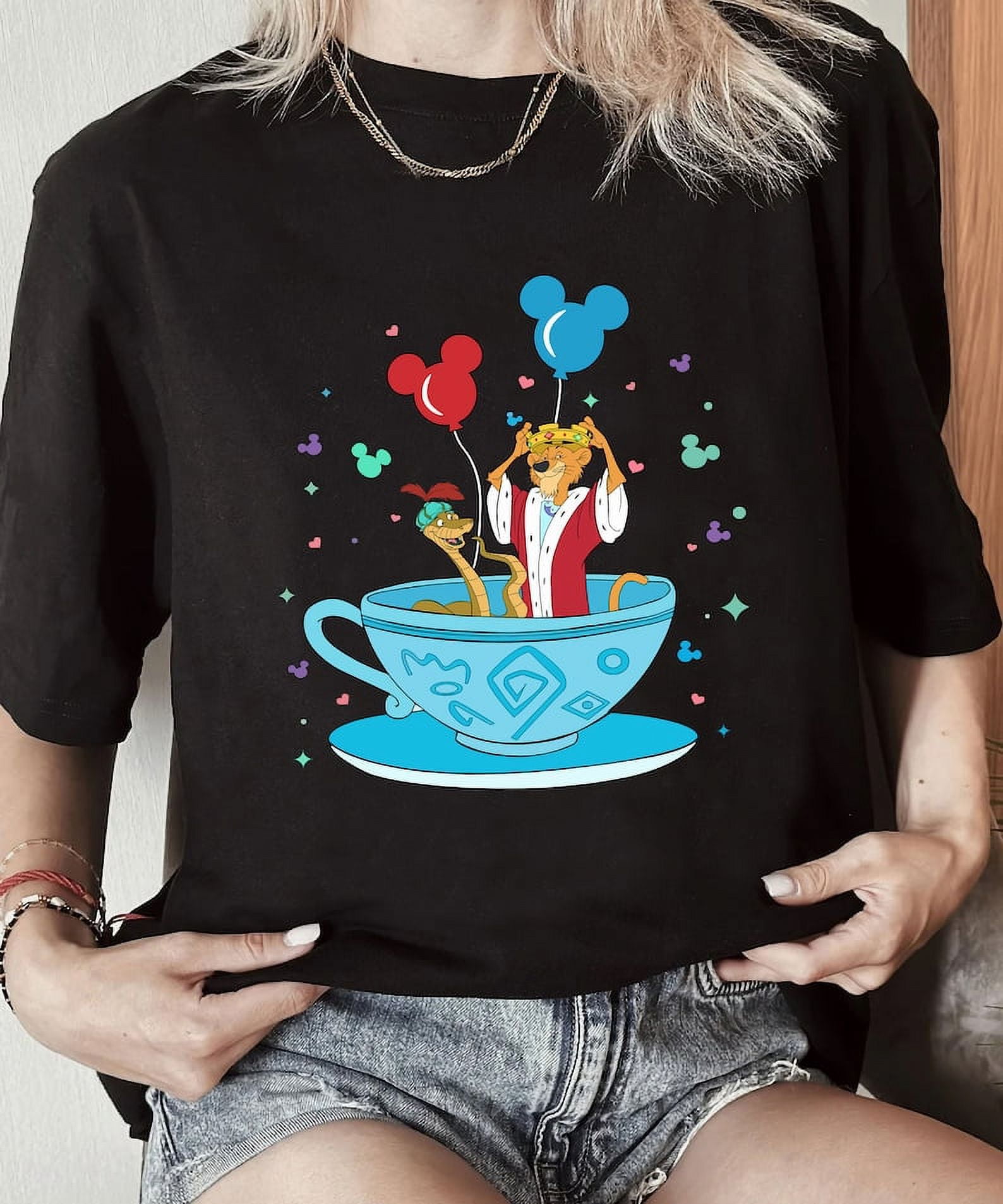 Disney Prince John And Sir Hiss Spinning Cup Mickey Balloon Shirt, Disney Villains Robin Hood